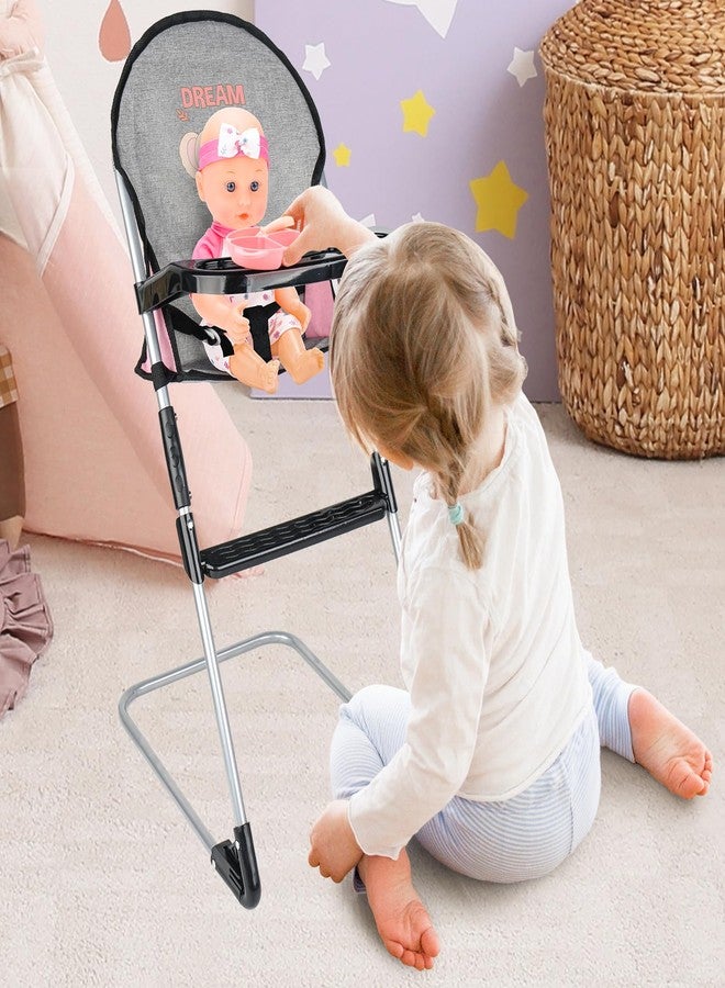deAO Baby Doll Accessories Baby Doll Playset Furniture Set Baby Doll Crib High Chair Diaper Bag Nursery Playset Pretend Play Role Play Set Christmas Birthday Gifts for Kids Girls Boys - Image 3